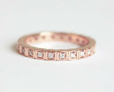 1.2ct Round Cut Diamond Wedding Band 14k Rose Gold Finish Square Shaped Eternity