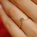 0.1ct Round Simulated Black Diamond Curved Wedding Band 14K Yellow Gold Plated