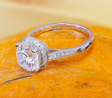 Halo Accent Solitaire Engagement Ring 2ct Round Cut Diamond 14k WhiteGold Finish