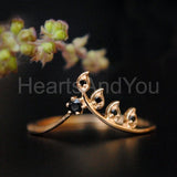 0.2ct Round Cut Moissanite Chevron Leaf Vine Stacking Ring 14K YellowGold Plated