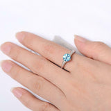 2.1ct Round Cut Blue Topaz Solitaire with Accent Ring 14k White Gold Finish