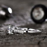 1.5ct Round Cut Diamond Slim Solitaire Engagement Ring 14k White Gold Finish