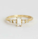 1.2ct Emerald Cut Diamond Princess Accents Engagement Ring 14k Yellow Gold Over