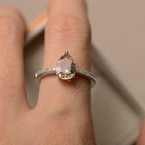 1.4ct Pear Cut Morganite Diamond Accent with Solitaire Ring 14k WhiteGold Finish