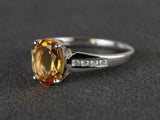 2.3ct Engagement Ring Oval Cut Yellow Citrine Diamond Accent 14k White Gold Over