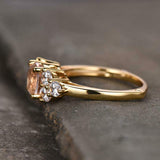 2ct Round Cut Morganite Petite Round Accents Solitaire Ring 14k Yellow Gold Over