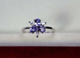 2.3ct Engagement Ring Oval Cut Tanzanite Stylish Partywear 14k White Gold Finish