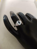 2ct Engagement Ring Oval Cut Blue Aquamarine Cluster Halo 14k White Gold Finish