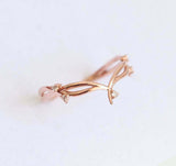 0.2ct Round Cut Diamond Engagement Ring 14k RoseGold Finish Petite Branch Floral