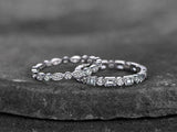 1ct Emerald Cut Diamond Full Eternity Dual Wedding Band 14k White Gold Finish