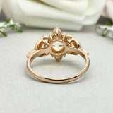 2ct Engagement Ring Round Cut Peach Morganite Diamond Floral 14k RoseGold Finish