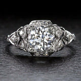 3Ct Round Cut VVS1 Diamond Vintage Antique Engagement Ring 14K White Gold Finish