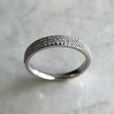 Three Row Half Eternity Wedding Band 2ct Round Cut Diamond 14k White Gold Finish
