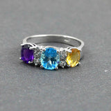 2.6ct Oval Cut Multi Stone Trilogy Engagement Ring 14k White Gold Finish