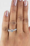 2.2ct Round Cut Moissanite Solitaire Cluster Shank Ring 14k White Gold Plated