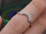 1.5ct Baguette Cut Diamond Engagement Ring Crown Art Deco 14k White Gold Finish