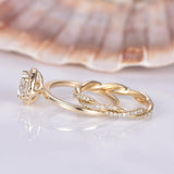 Infinity Bridal Set Engagement Ring 2ct Round Cut Diamond 14k Yellow Gold Finish