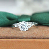 1.1Ct Round Cut Diamond Twist Split Shank Solitaire Ring 14K White Gold Finish