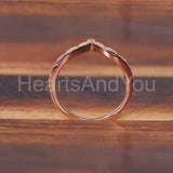 0.3ct Round Cut Moissanite Curved Stackable Wedding Band 14k Rose Gold Plated