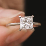 2ct Princess Simulated Diamond Hidden Halo Engagement Ring 14k White Gold Plated