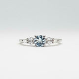 0.7ct Round Blue Aquamarine Diamond Accents Engagement Ring 14k White Gold Over