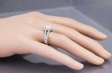 Halo Split Shank Engagement Ring 2.6ct Round Cut Diamond 14k White Gold Finish