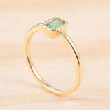 1ct Green Emerald Cut Engagement Ring Bezel Set Solitaire 14k Yellow Gold Finish