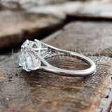 2.2ct Oval Simulated Diamond Three Stone Engagement Ring 14k White Gold Plated