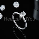 0.2ct Oval Cut Simulated Diamond Solitaire Engagement Ring 14k White Gold Plated