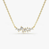 1ct Round Cut Moissanite Cluster Pendant with Chain 14k Yellow Gold Plated