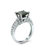 3ct Princess Cut Black Diamond Vintage Engagement Ring 14K White Gold Finish