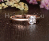 0.5ct Cushion Simulated Diamond Solitaire Engagement Ring 14k Rose Gold Plated