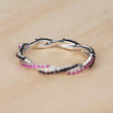 1ct Round Cut Sapphire Pink Ruby Engagement Ring Infinity 14k White Gold Finish