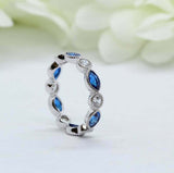 1ct Marquise Cut Blue Sapphire Wedding Band Full Eternity 14k White Gold Finish
