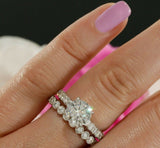 2.3ct Round Cut Diamond Bridal Set Vintage Engagement Ring 14k White Gold Finish