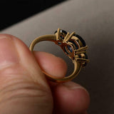 2.4ct Engagement Ring Round Cut Blue Sapphire Three Stone 14k Yellow Gold Finish