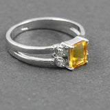 1.5ct Engagement Ring Emerald Cut Yellow Citrine Split Shank 14k White Gold Over