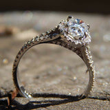 4Ct Oval Cut VVS1/D Diamond Split Shank Halo Engagement Ring 14K White Gold Over