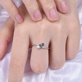 0.2ct Round Blue Sapphire Engagement Ring Two Stone Bypass 14k White Gold Finish