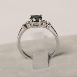 1ct Round Black Diamond Engagement Ring Five Stone Solitaire 14k White Gold Over