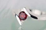0.5ct Round Cut Red Garnet Engagement Ring Solitaire ByPass 14k WhiteGold Finish