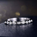 1.2ct Marquise Cut Diamond Wedding Band Bezel Set Eternity 14k White Gold Finish