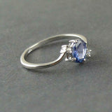 1.28ct Engagement Ring Oval Cut Blue Tanzanite Swirl Trilogy 14k White Gold Over