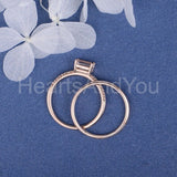 1ct Emerald Cut Simulated Morganite Solitaire Bridal Set 14k Rose Gold Plated