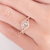 2ct Round Cut Simulated Peach Morganite Infinity Halo Ring 14k Rose Gold Plated