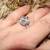 2ct Round Cut Diamond Engagement Ring 18k White Gold Finish Lotus Flower Design