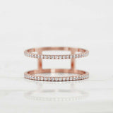 Double Row Open Wedding Band 1.2ct Round Cut VVS1D Diamond 14k Rose Gold Finish