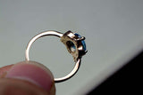 2.25ct Engagement Ring Round Cut Blue Topaz Flower 14k Yellow Gold Finish