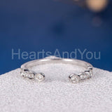 0.3ct Round Cut Moissanite Open Cuff Women Wedding Band 14k White Gold Plated