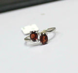 2ct Engagement Ring Oval Cut Red Garnet Two Stone Solitaire 14k WhiteGold Finish